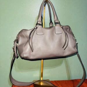 Johnny Was Elegant Gray Leather Handbag